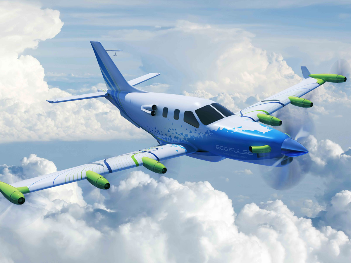 The EcoPulse™ distributed propulsion hybrid aircraft demonstrator – which is being developed by Daher, Safran and Airbus